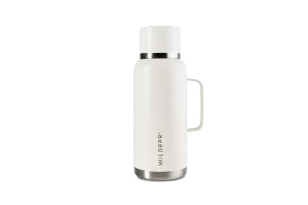 Thermos-Kanne beige 1000 ml - Edelstahl-Thermoskanne, auslaufsicher für Büro, Sport, Wandern oder Schule - BPA und plastikfrei