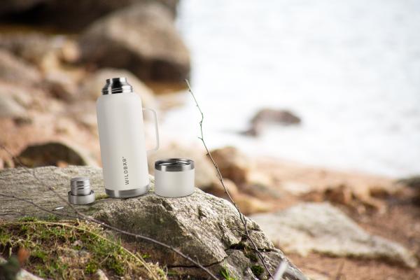 Thermos-Kanne beige 1000 ml - Edelstahl-Thermoskanne, auslaufsicher für Büro, Sport, Wandern oder Schule - BPA und plastikfrei – Bild 3